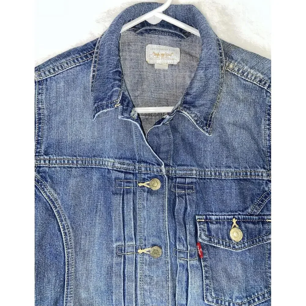 Levis San Francisco Denim Jacket Womens Size Small Petite Red Tab Retro 90s Y2k - Picture 1 of 8